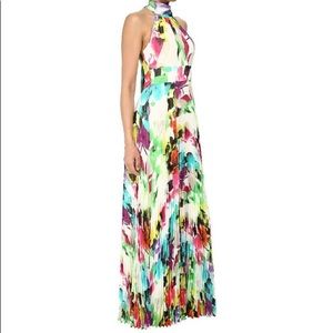 Eliza J White Floral Pleated Halter Maxi Dress Sz. 8